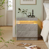 LED Nightstands with 2 Drawers, End Table with RGB LED Lights for Bedroom Living Room, White Bedside Table