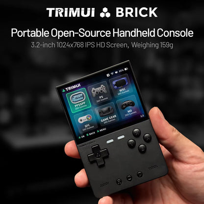 BRICK Handheld Game Console 3.2'' IPS Screen Linux System  UI Metal Back Panel Key LED Lighting Free Keycap Gifts