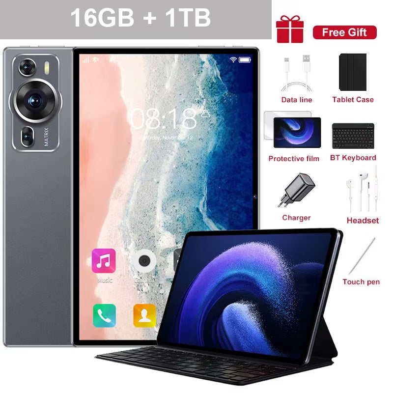 2025 New Original P60PRO Tablets 12Inch Global Version HD Tab Android 14 16GB+1TB Tablet 20000Mah 5G Dual SIM Wifi GPS Tablet PC