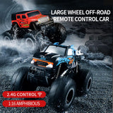 Amphibious Remote Control off Road Car with 4 Wheels Rechargeable Kids Electric Vehicle Waterproof All Crawler Truck Toy