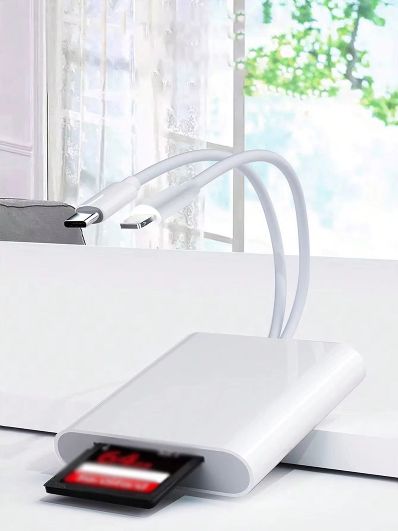 Dual-Card Dual-Wire Card Reader, Supports SD/TF Card Reader, Suitable for Apple Type-C Mobile Phones and Tablets