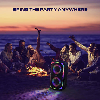 Sonic Bass V4 Portable Bluetooth Speaker – Wireless Party Speaker with Deep Bass, Karaoke Speaker with Microphone Port, LED Lights, Outdoor Portable Rechargeable Speaker