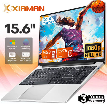 15.6" Computer Laptop  Core I7-8500Y 16GB RAM 1TB SSD Windows 11 Fingerprint Office Laptops Notebook Computer Portable PC
