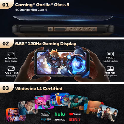 Armor X16 Pro 5G Rugged Phone 10360Mah up to 16GB RAM 256GB ROM 120Hz 6.56" Android Smartphone with Google Gemini