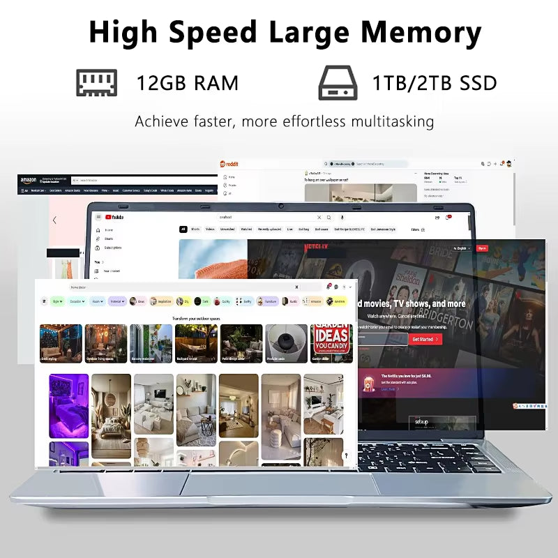 14.1"Laptop Computer PC  Core I7 8650U Atom 3950 Ultra Slim Notebook 12GB RAM 1TB 2TB SSD Office Study Windows 11 1920*1080