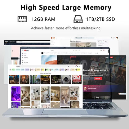 14.1"Laptop Computer PC  Core I7 8650U Atom 3950 Ultra Slim Notebook 12GB RAM 1TB 2TB SSD Office Study Windows 11 1920*1080