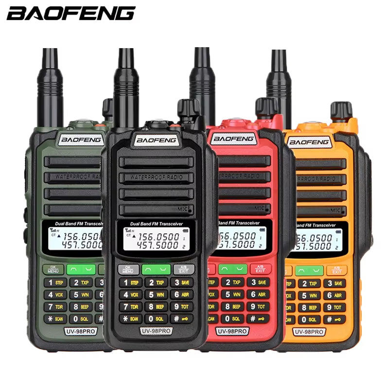 UV-98 PRO Walkie Talkie Long Range 10W High Power IP68 Waterproof Two Way Radio Dual Band FM Portable Hunting Radios