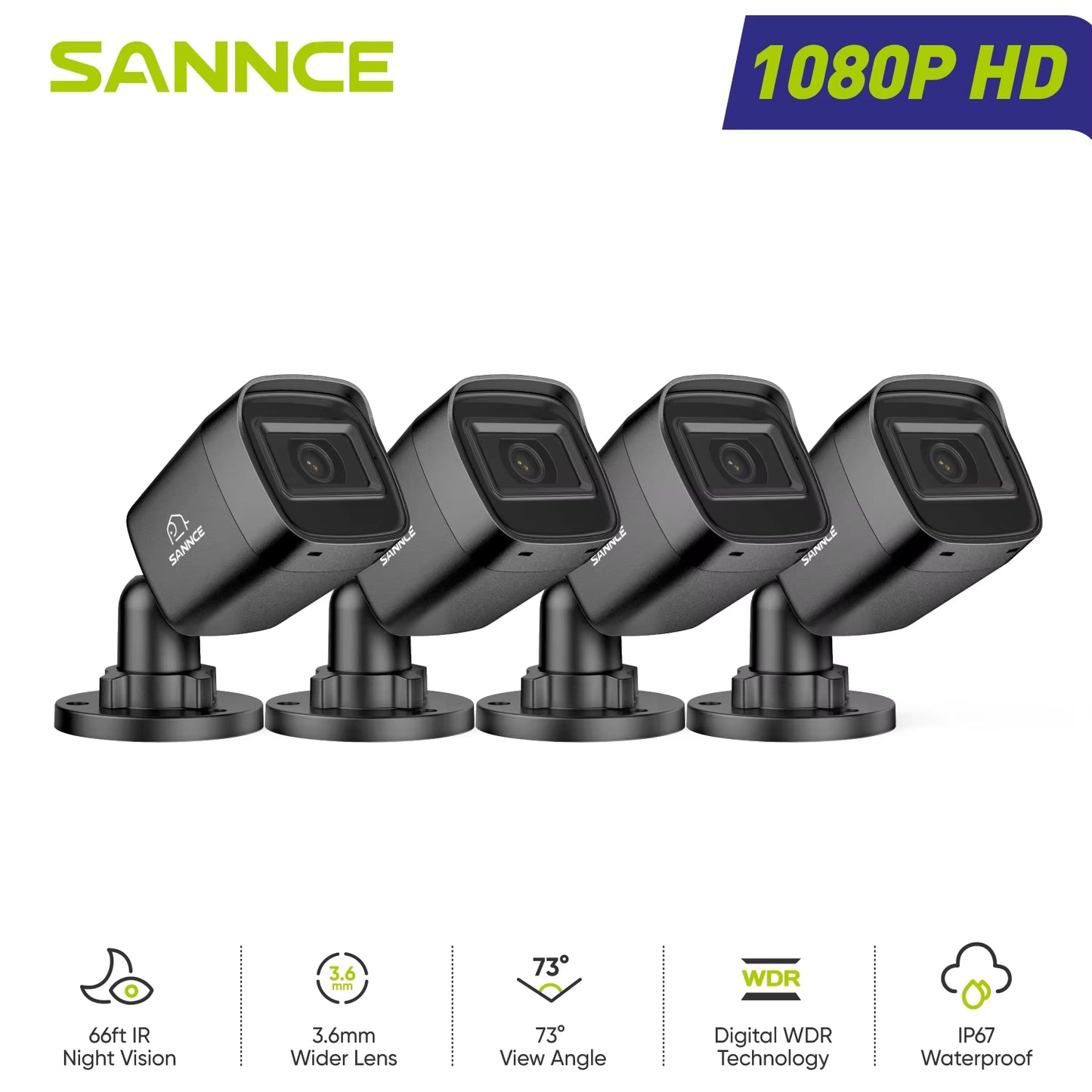 1080P HD TVI Bullet Security Cameras 2/4Pcs Outdoor Night Vision Cameras Home Surveillance Motion Detection Remote Access