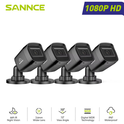 1080P HD TVI Bullet Security Cameras 2/4Pcs Outdoor Night Vision Cameras Home Surveillance Motion Detection Remote Access