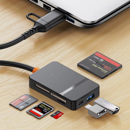 USB C 8-In-1 Card Reader Multi-Functional Card Reader Support SD/TF/CF/MS Card Read 5Gbps Write Read U Disk Flash Card Adapter