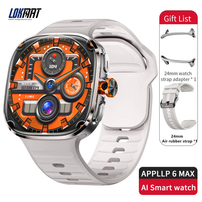 New APPLLP 6 MAX Android Smart Watch Phone Amoled Touch Screen Rotating Camera AI Translation Function Chatgpt