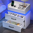 Black Nightstand with Charging Station, Bedside Table for Bedroom, LED Nightstand, Modern Night Stand with Drawers,, Customized