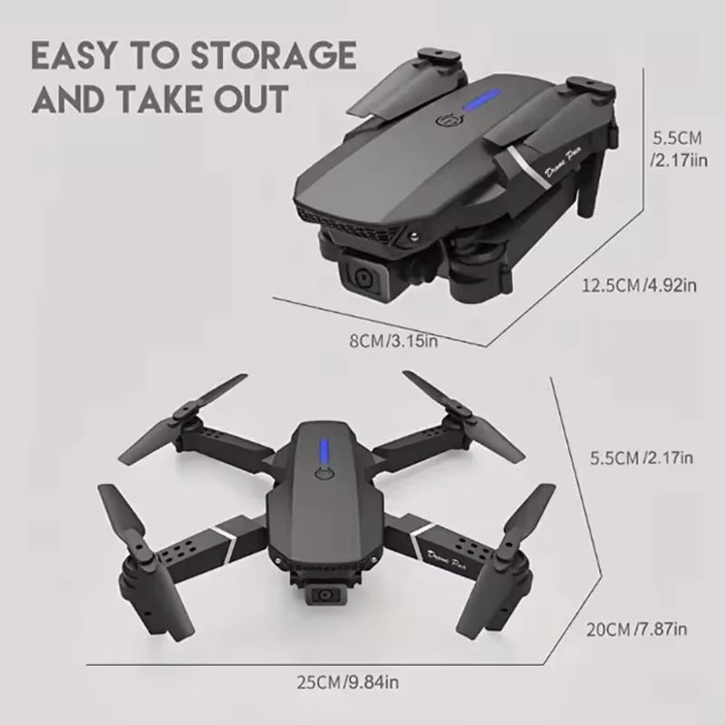 RC Drone New E88Pro 4K Professinal 2 Batteries with 1080P Wide Angle Dual HD Camera Foldable RC Helicopter WIFI FPV Height Hold