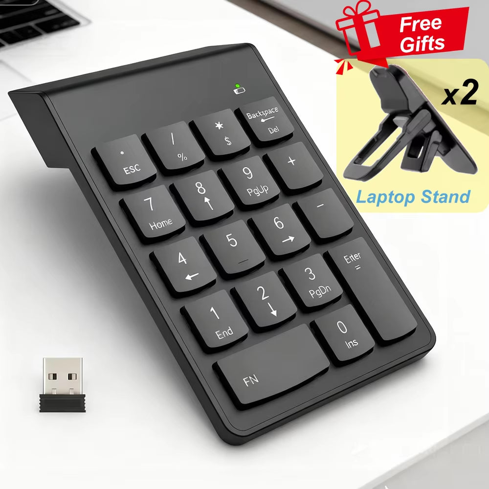 USB Wired Numeric Keypad 18-Key Mini Number Pad Portable 2.4G Wireless Digital Keyboard for Imac Macbook Laptop PC Notebook