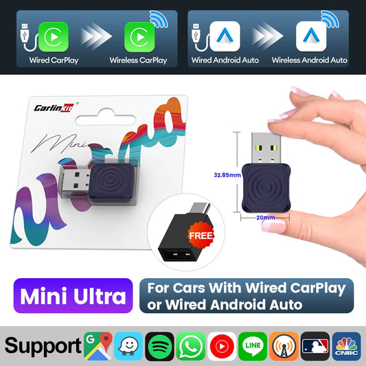 New  Android Auto Wireless Adapter Mini Box Smart Tv Box Carplay Android Auto 2 In1 Fast Connect for Toyota Mazda Audi