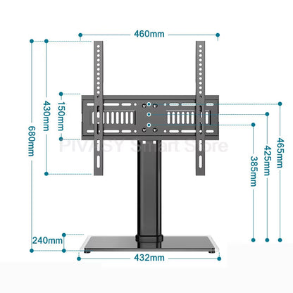Universal LCD TV Base Stand for 32-65 Inches Desktop Mount Adjustable Height 3-Gear Center Distance Support 45/55/70KG Load