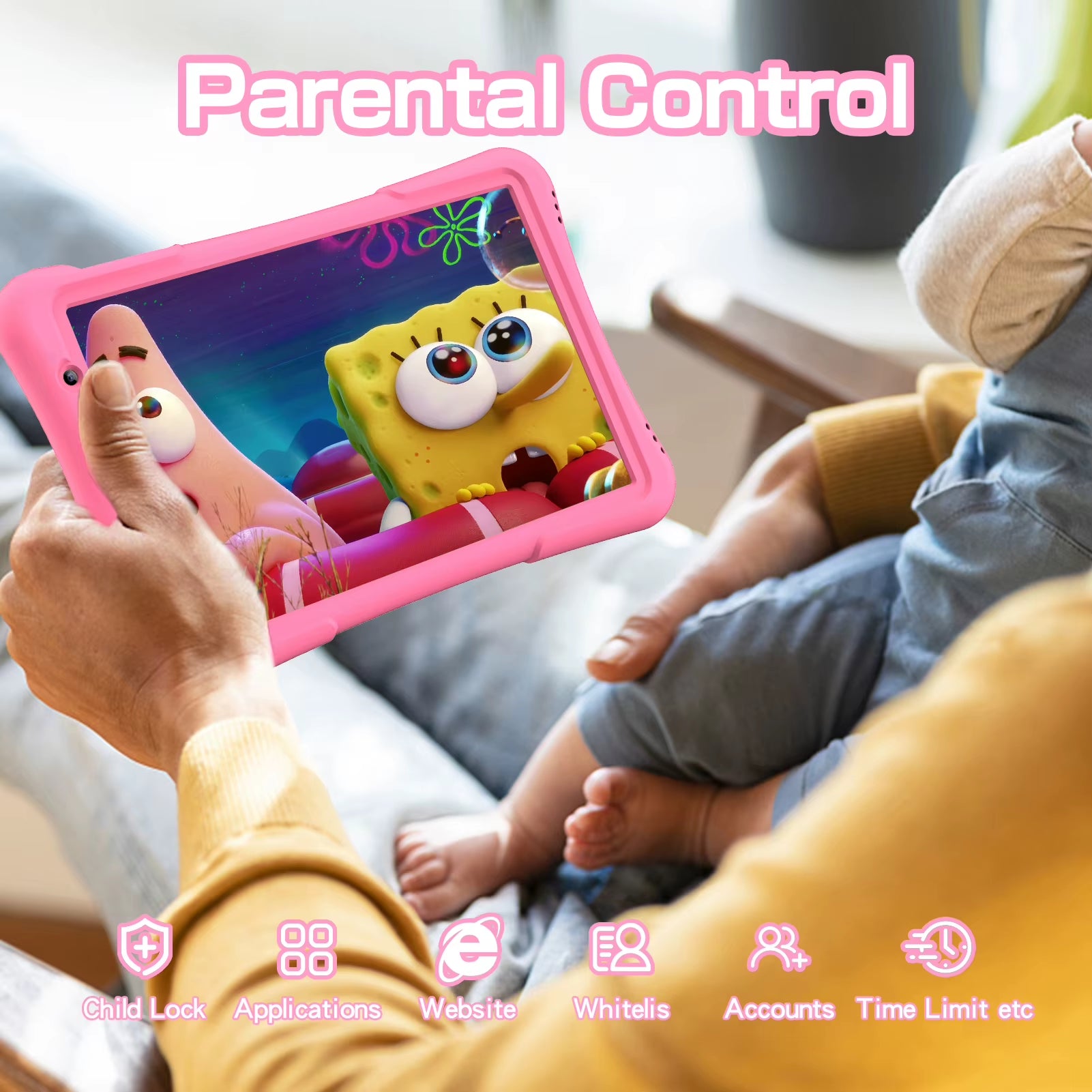 10 Inch Kids Tablet Android 12, 4GB(2+2)+32GB, Quad Core, 6000 Mah, Wifi 6, Dual Camera, Bluetooth, Toddler Tablet