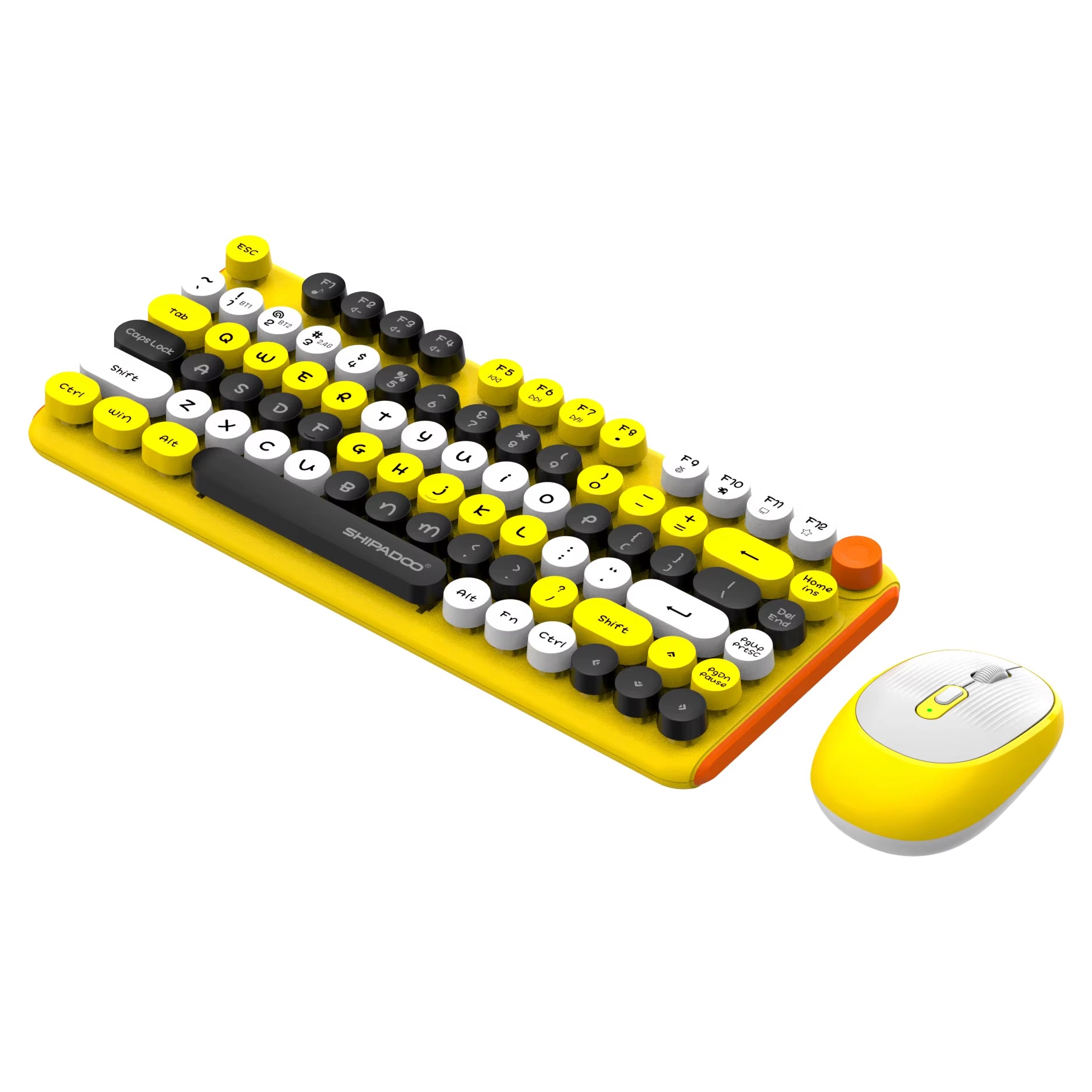 2.4G Wireless Keyboard&Mouse Combo Silent round Keycap Keyboard Bluetooth Rechargeable Computer Laptop 3 Steps 2400 DPI