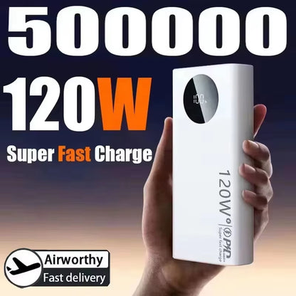 500000Mah 120W High Capacity Power Bank Super Fast Charge Powerbank Digital Display Portable Battery Charger for Iphone Samsung
