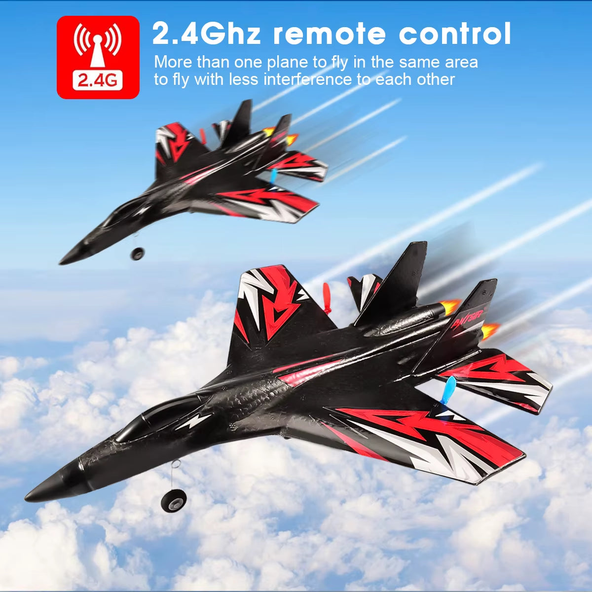 SU27 RC Plane 2.4G 2CH Remote Control Flying Glider with LED Lights EPP Foam Airplane Toys for Children Gifts