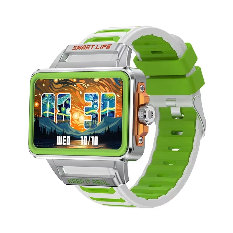 Hip Hop Fashion Personality Smart Watch 1.57-Inch HD Screen 24H Continuous Heart Rate Sleep Monitor Game Waterproof Smartwatch