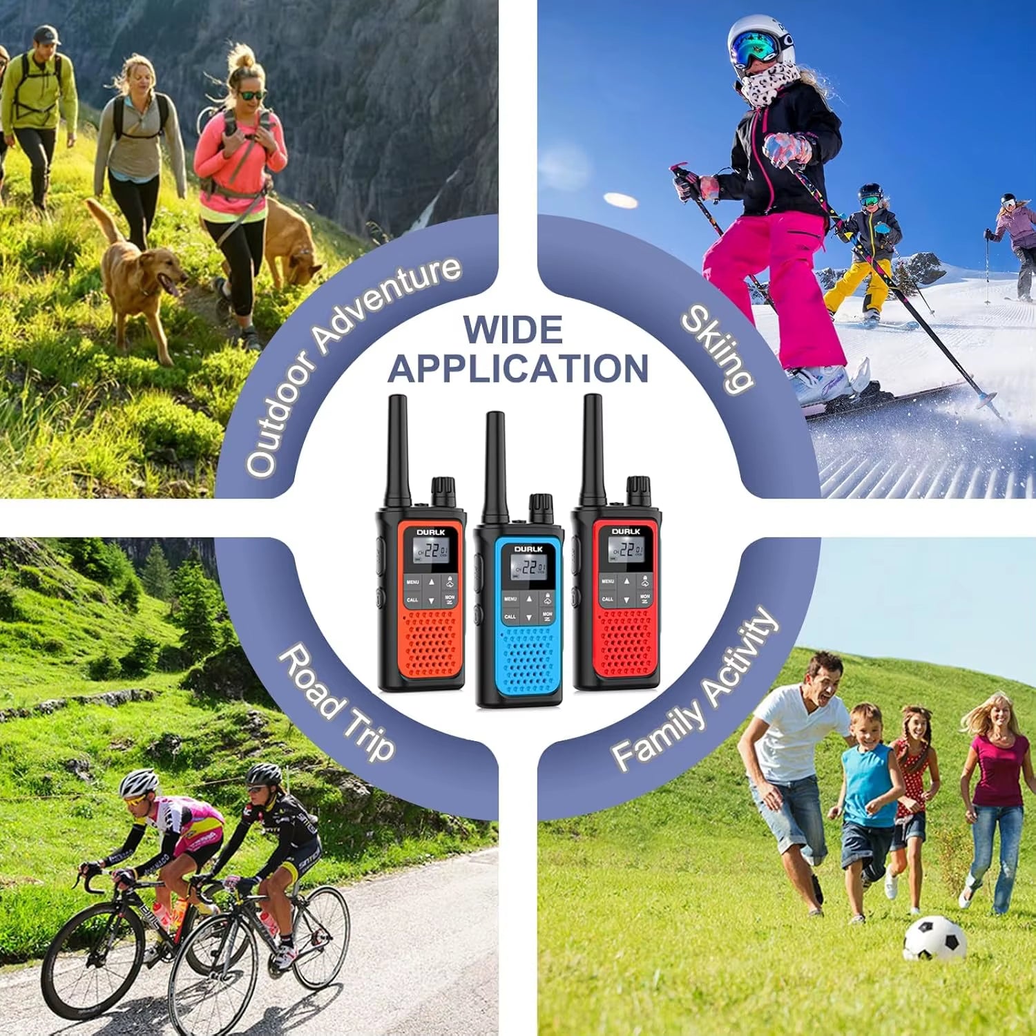 Long Range Rechargeable Walkie Talkies 3 Pack with NOAA Weather Alert, 22 Channels & USB-C Charging for Outdoor Adventures