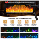 Black High Gloss LED TV Stand with Electric Fireplace and Power Outlet, 2 Storage Cabinets for 95 "TV Modern Furniture