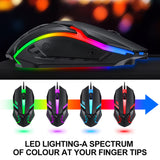 Esports Set 4 in 1 Kit Wired RGB Backlit Gaming Keyboard and Mouse Headset Combo,Rainbow LED Backlit Wired Keyboard for Gamer