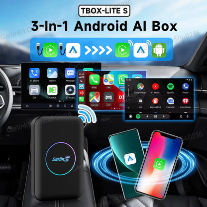 Carplay Android TV Box Lite Wired to Wireless Car Play Android Auto Adapter with HDMI Video Streaming Box for OEM Car