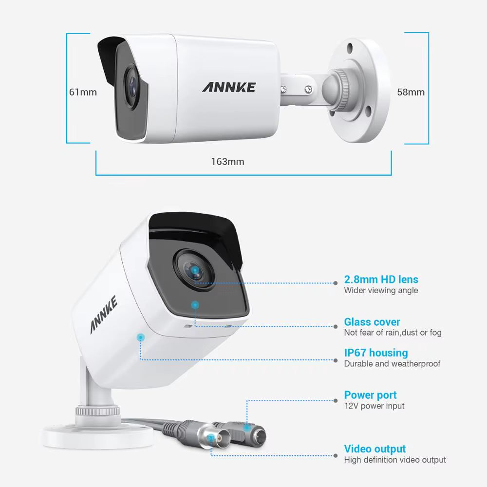 ANNKE 4X Ultra HD 5MP TVI CCTV Camera Outdoor Weatherproof White Security Surveillance System EXIR Night Vision Email Alert Kit