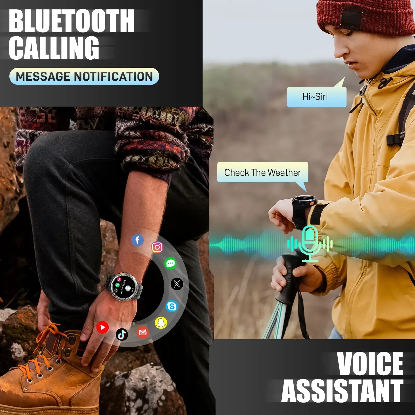 New Smart Watch KE5 3ATM Waterproof Original Design Sports Watch with Compass and Altitude Barometer LED Flashlight Call