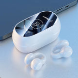 New Mirror Surface Digital Display Soft Silicone Ear Clip Wireless Bluetooth Earphones with Noise Reduction, High-Definition Sound, Lossless for Sports
