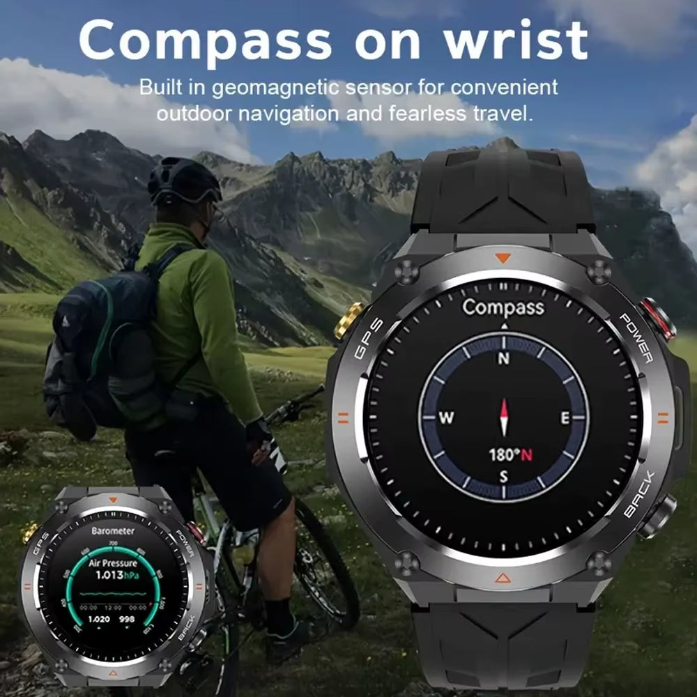 2025 Built-In GPS Smart Watch Bluetooth Call 1ATM Waterpro Military Sports Fitness Tracker Smartwatch for Men