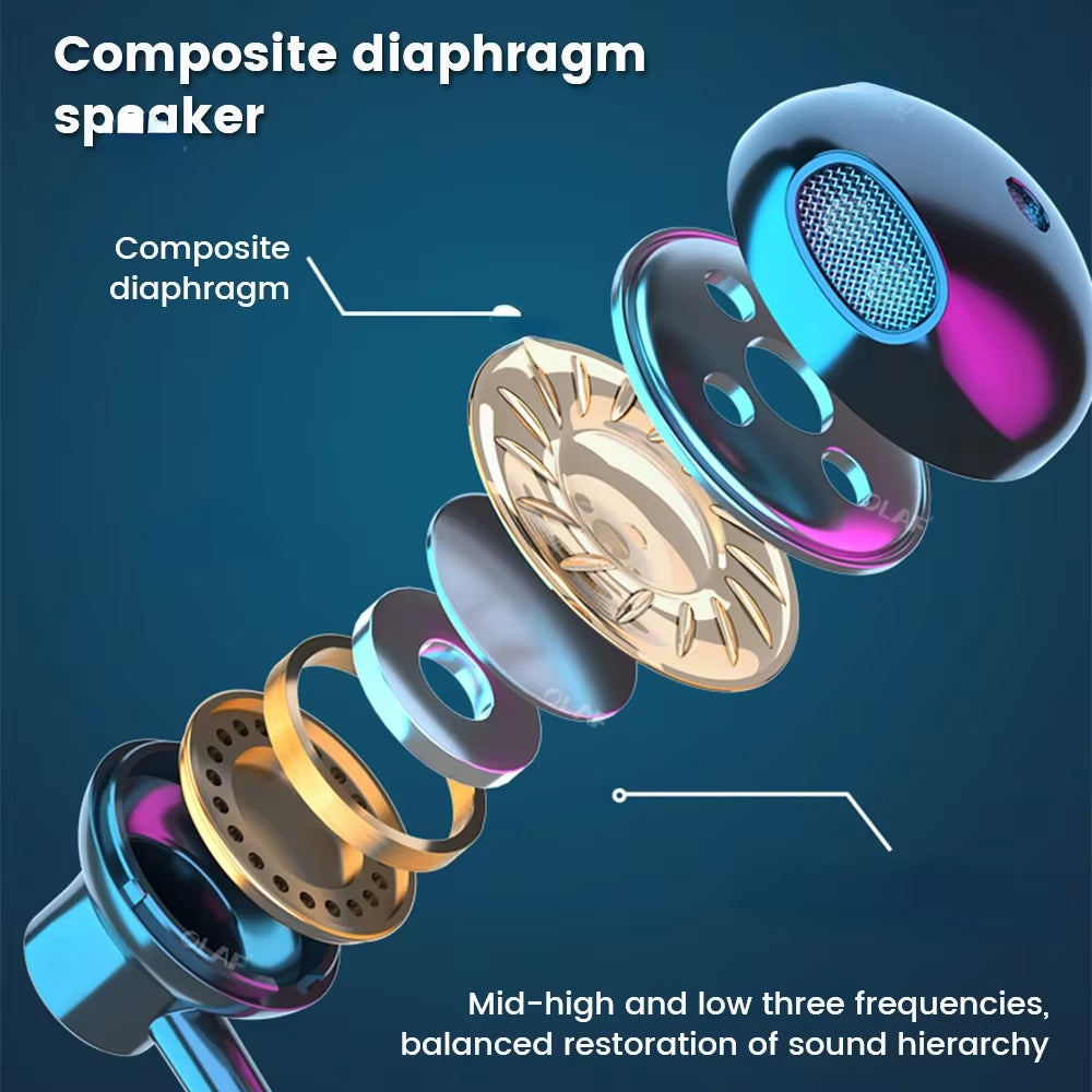 K58 Wireless Earphones Bluetooth 5.3 Neckband Headphones Gaming LED Display HIFI Headset Sports TWS Earbuds with Mic TF Card