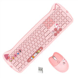 Wireless Connection Cute Cat Shape Mixed Color Keycaps Ergonomic Miaomeng plus Keyboard and Mouse Set