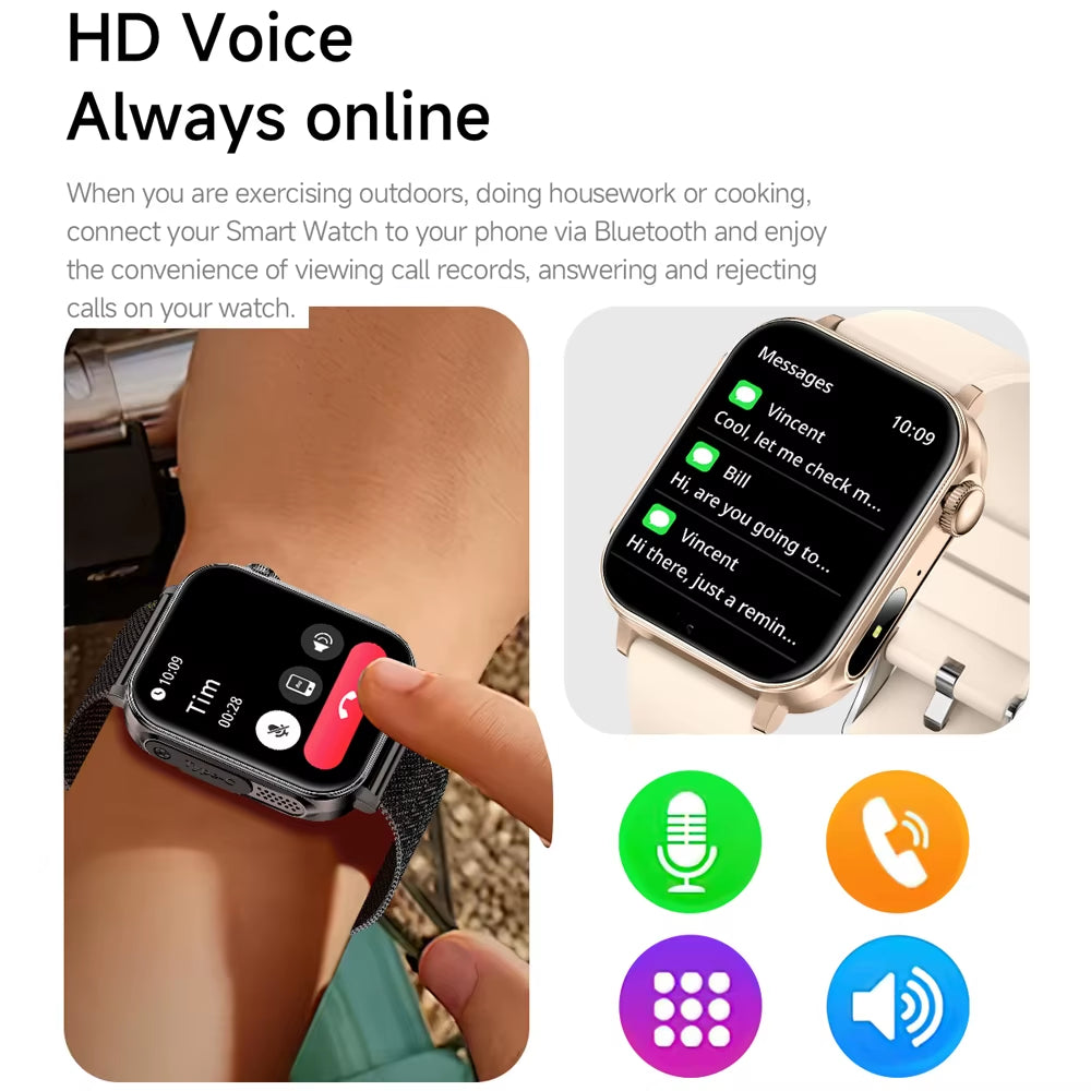 New Type-C Charging Bluetooth Call Smart Watch 1.83‘’ HD Full Screen Touch Flashlight 100+ Sports Mode Waterproof Smartwatch