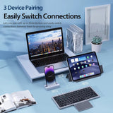 Bluetooth Keyboard Folding Keyboard with Touchpad Leather Case Rechargeable Multi-Device Wireless Bluetooth 5.2 Tablet Keyboard