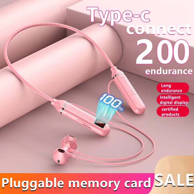 K58 Wireless Earphones Bluetooth 5.3 Neckband Headphones Gaming LED Display HIFI Headset Sports TWS Earbuds with Mic TF Card