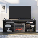 Hendrix Fireplace TV Stand for Tvs up to 65 Inch, Replaceable Electric Fireplace Insert Heater, Realistic Log and Flame Effect,