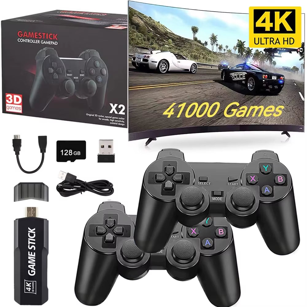 X2 plus Game Stick 4K 8K HD Video Game Console 2.4G 5G Double Wireless Controller Game Stick for N64/PSP/PS1/GBA