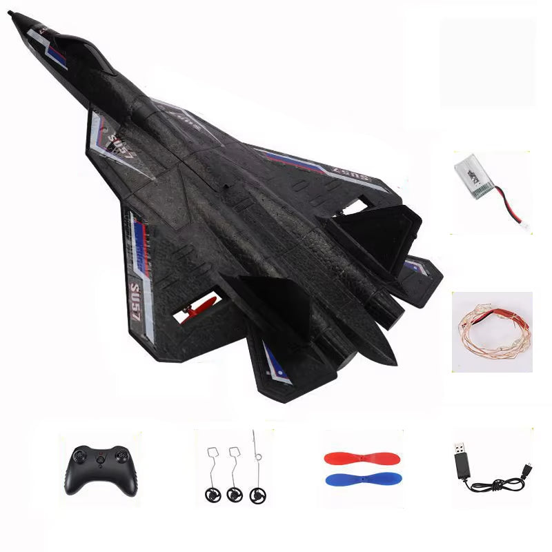 RC Foam Aircraft SU-35 SU-57 2.4G Aircraft with LED Wireless Electronic Control Glider Fixed Wing Aircraft Foam Boys Outdoor Toy