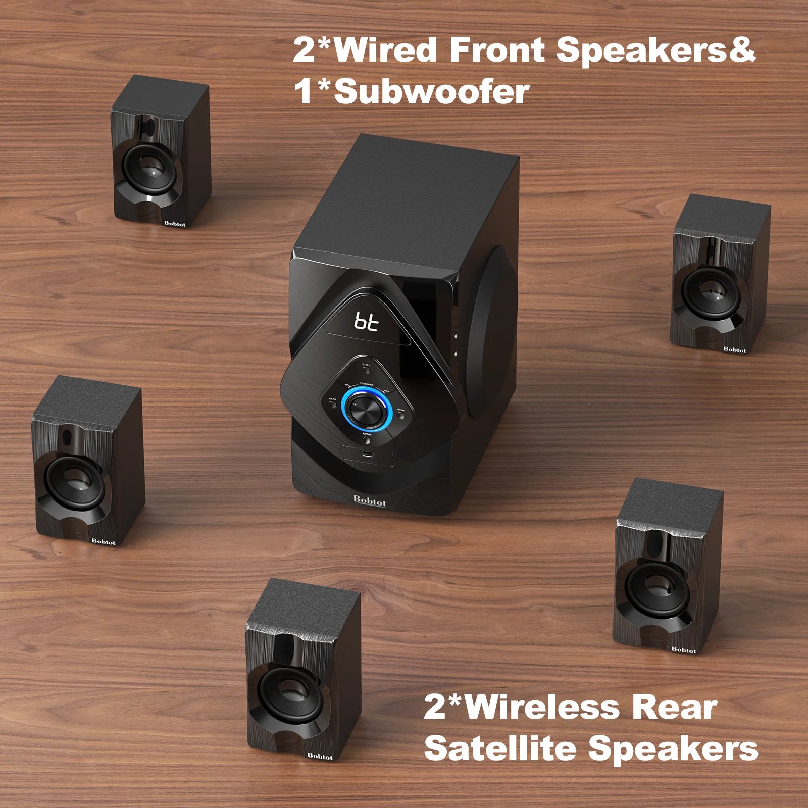 Surround Sound Systems Wireless Rear Satellite Speakers - 800W 6.5Inch Subwoofer 5.1/2.1 Channel Home Theater Systems with ARC Optical Bluetooth Input