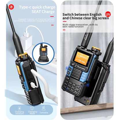 UVK5(99) AM/FM/DTMF Walkie-Talkie 200CH 20-1000MHZ Walkie-Talkie NOAA Weather Forecast with Flash Copy Frequency Tpye-C LCD Disp