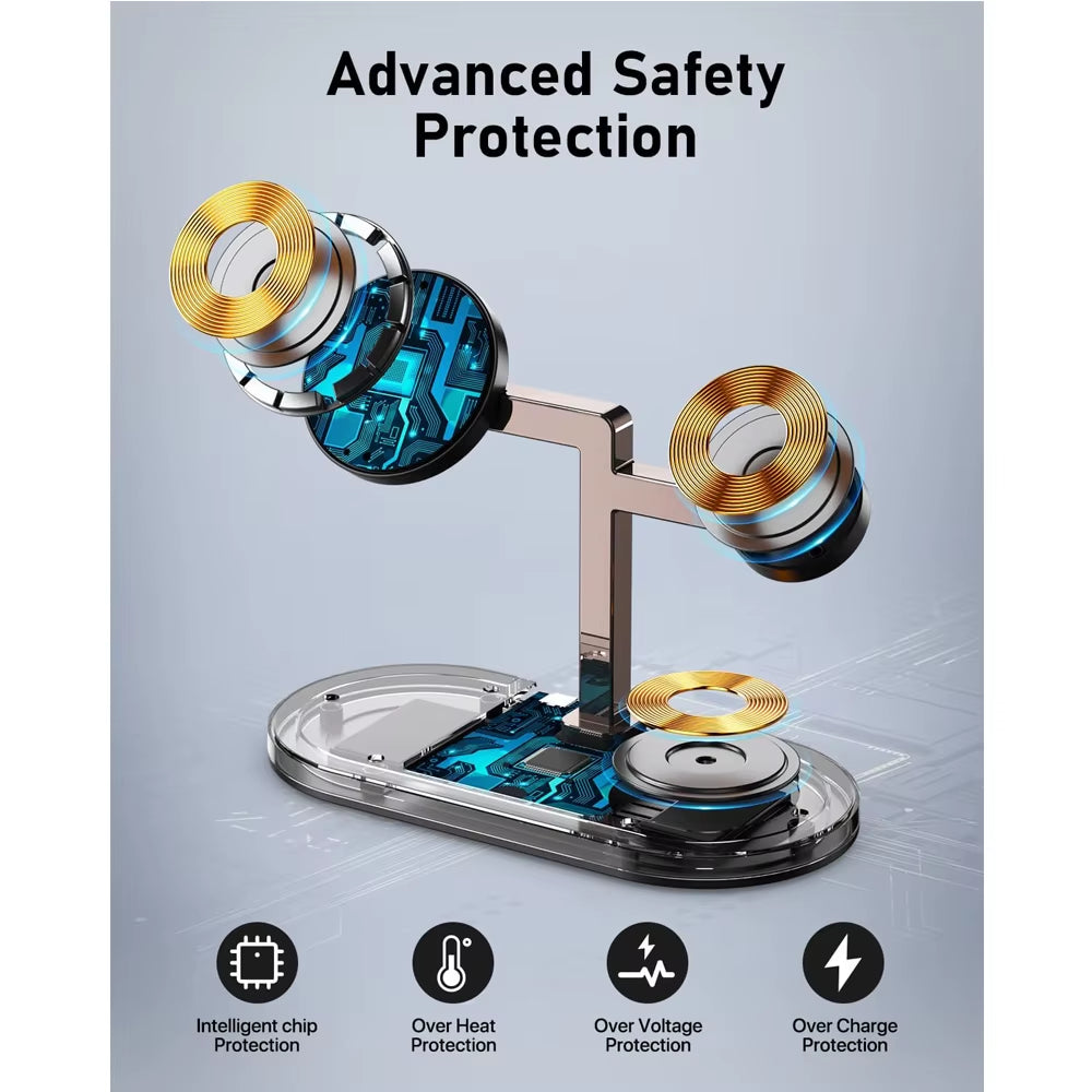 Wireless Charger Stand 4 in 1 Aluminum Alloy Magnetic Wireless Charger Stand