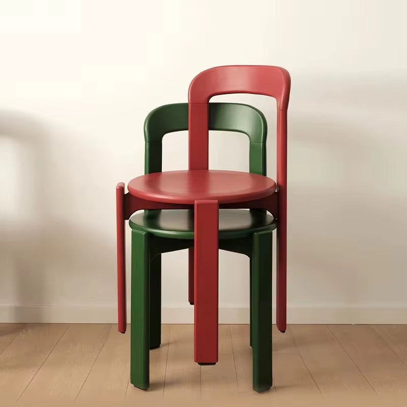 Rey Chair Nordic Beech Solid Wood Plywood Dining Stackable Vintage Curved Backrest Swiss Chair