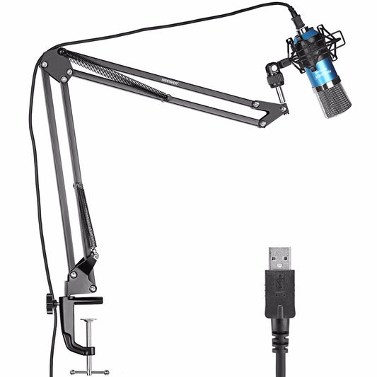 Neewer NW-7000 USB Professional Studio Condenser Microphone and NW-35 Adjustable Suspension Scissor Arm Stand with Shock Mount and Table Mounting Clamp Kit Perfect for Broadcasting and Sound Recording